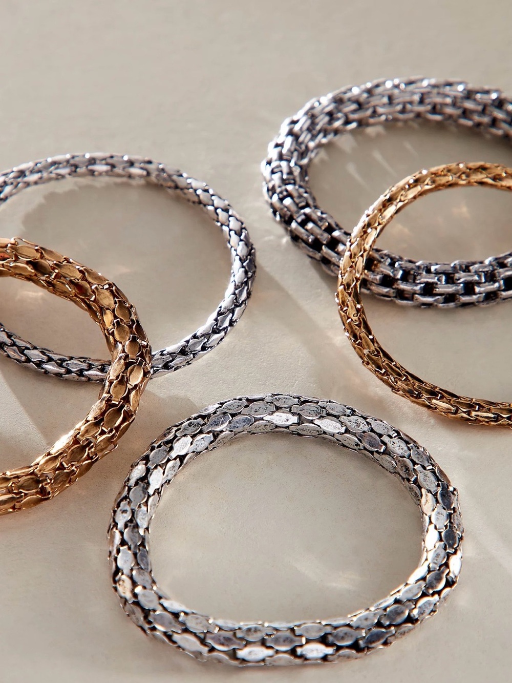 New Free People Metallic Mesh Stretch Bangle Bracelet Set - Picture 9 of 12